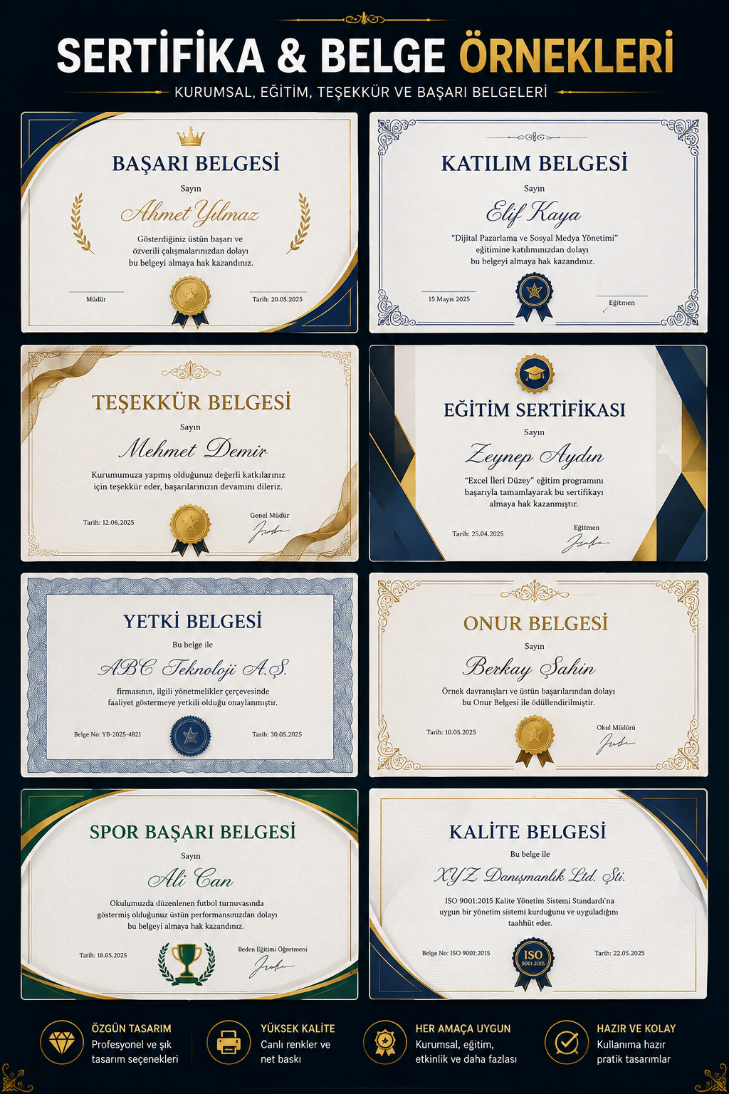 Sertifika ve belge baskı