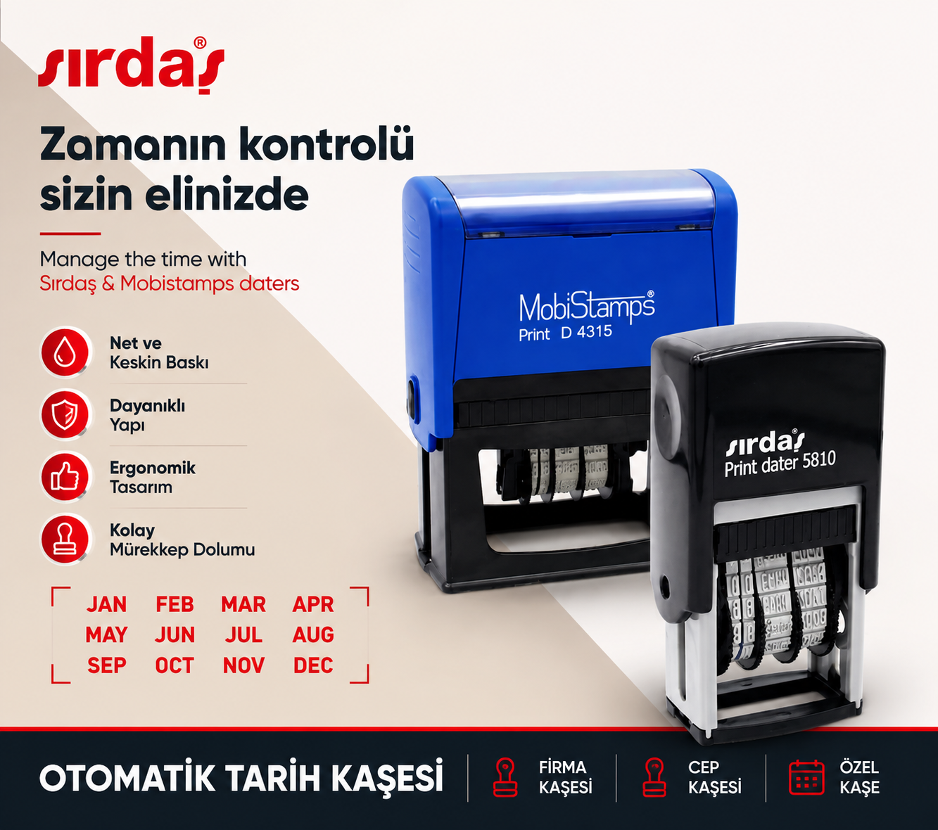 Sırdaş otomatik tarih kaşesi