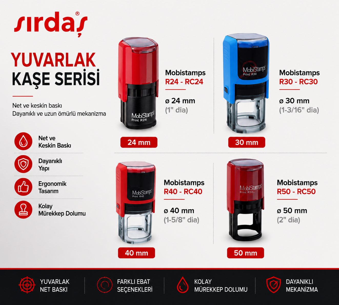 Sırdaş yuvarlak otomatik kaşe