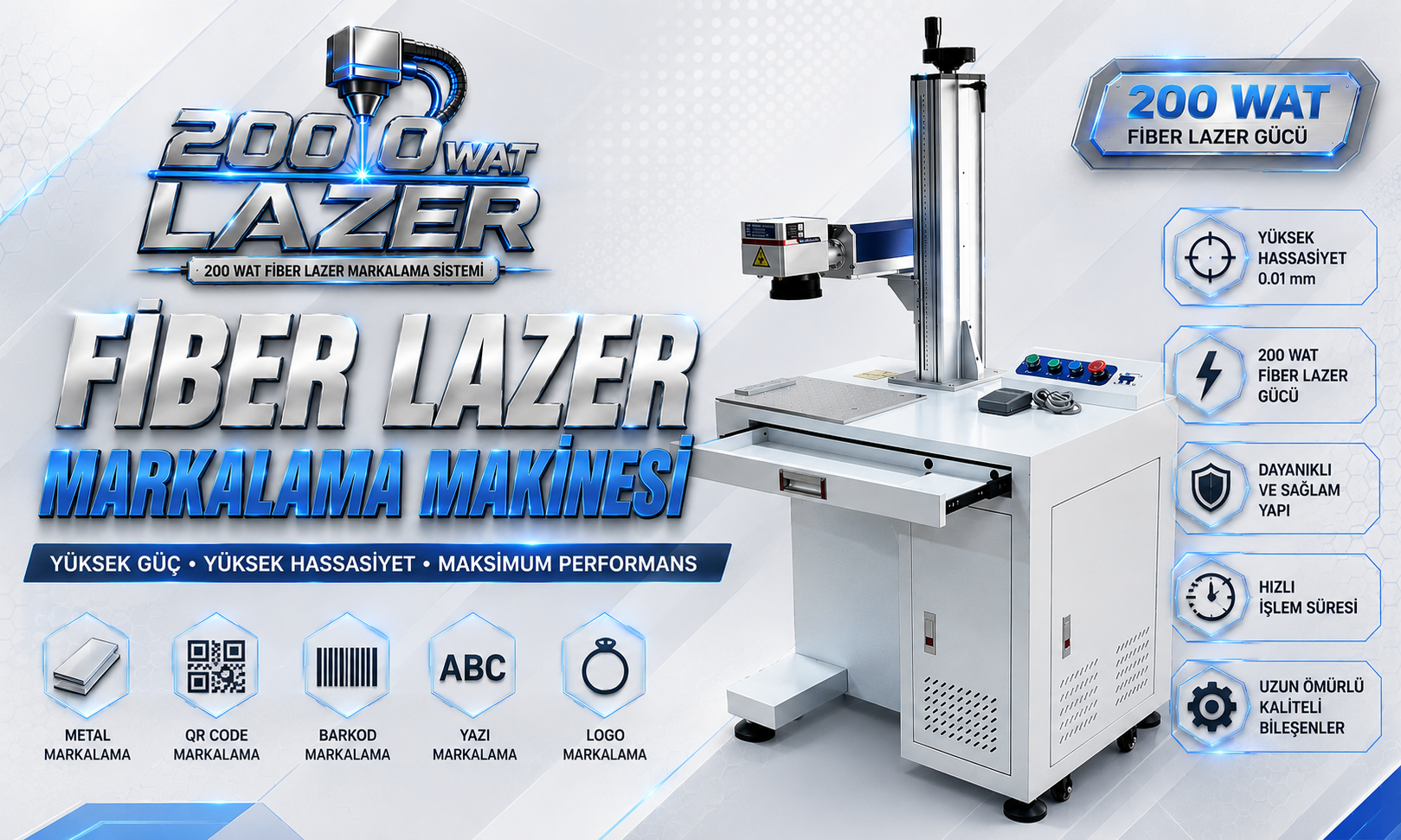 200W Fiber Lazer Markalama Makinesi Eser Reklamcılık İstanbul Tuzla